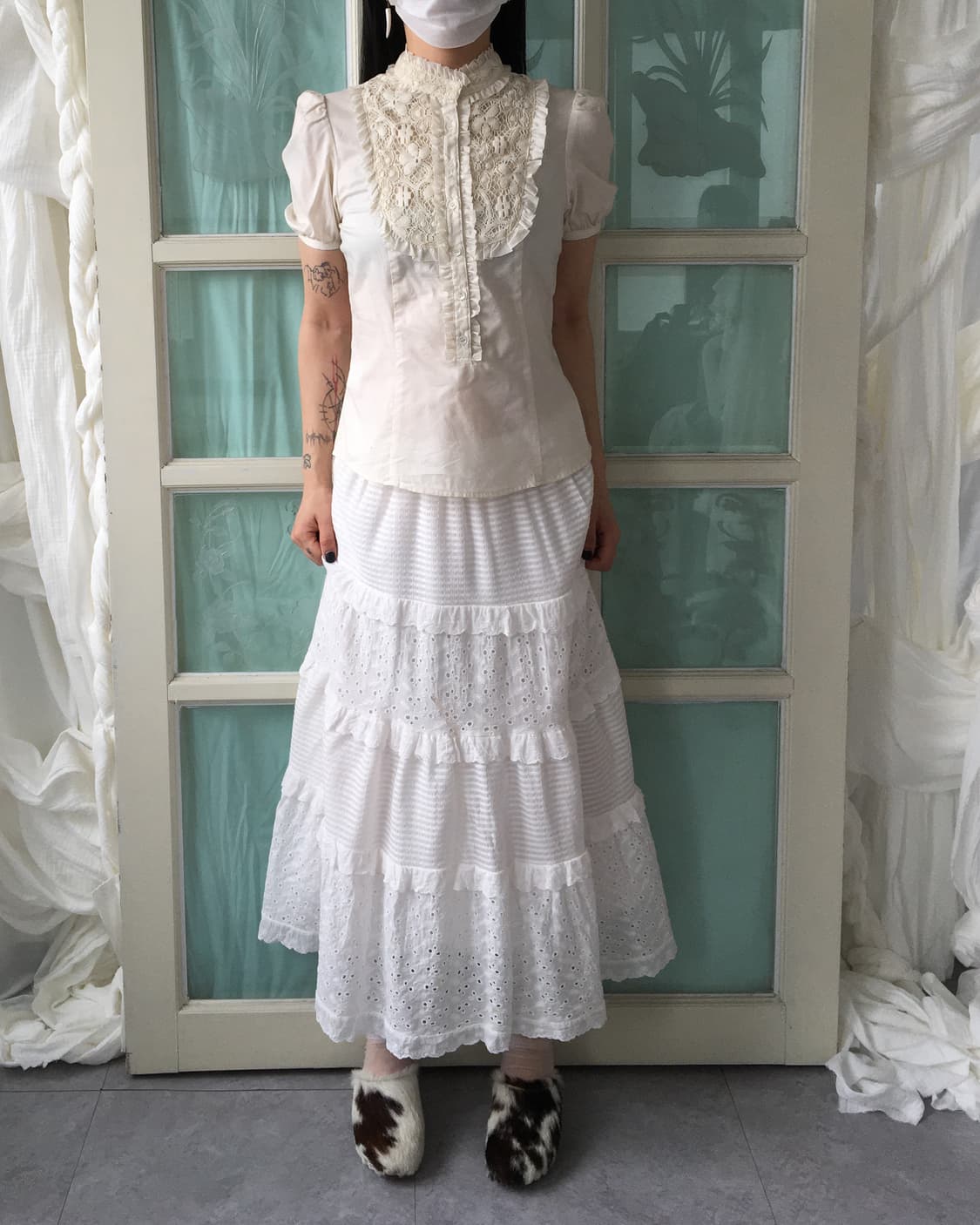 Punching layer point long skirt 상품이미지4