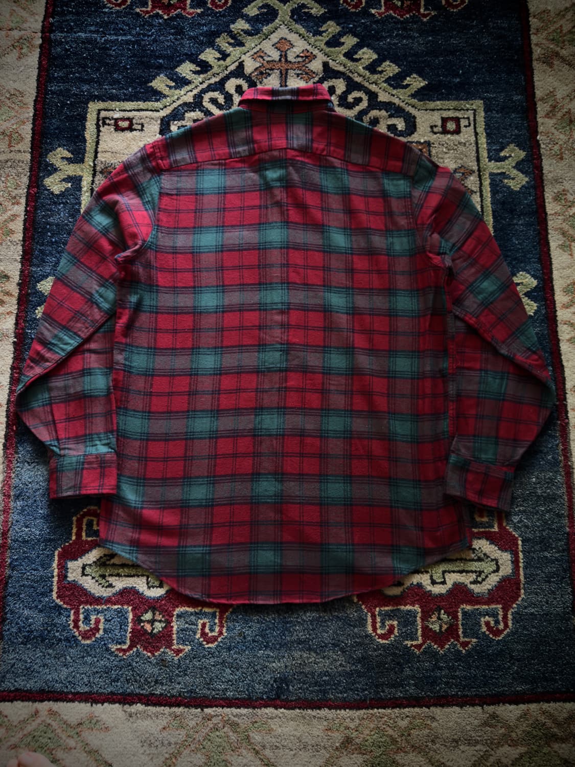 80s 90s USA 엘엘빈 버튼다운 플란넬 타탄 체크셔츠 상품이미지2