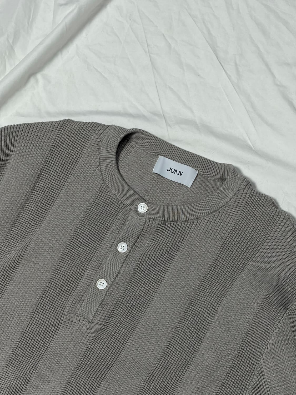 주앙옴므 헨리넥 리브드 니트 (라이트 그레이) / M 상품이미지2