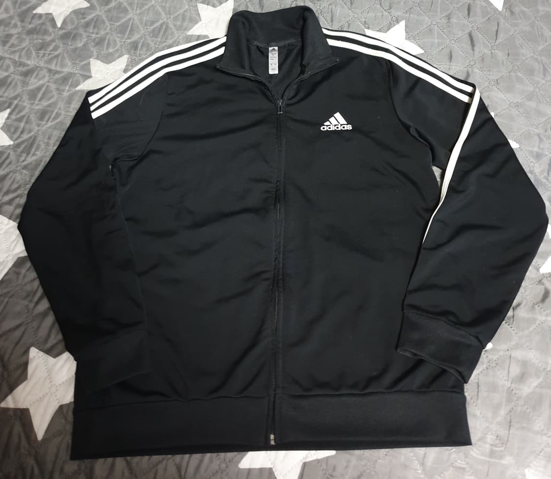 아디다스 3선 트랙탑 집업자켓 블랙 (XL). 상품이미지1