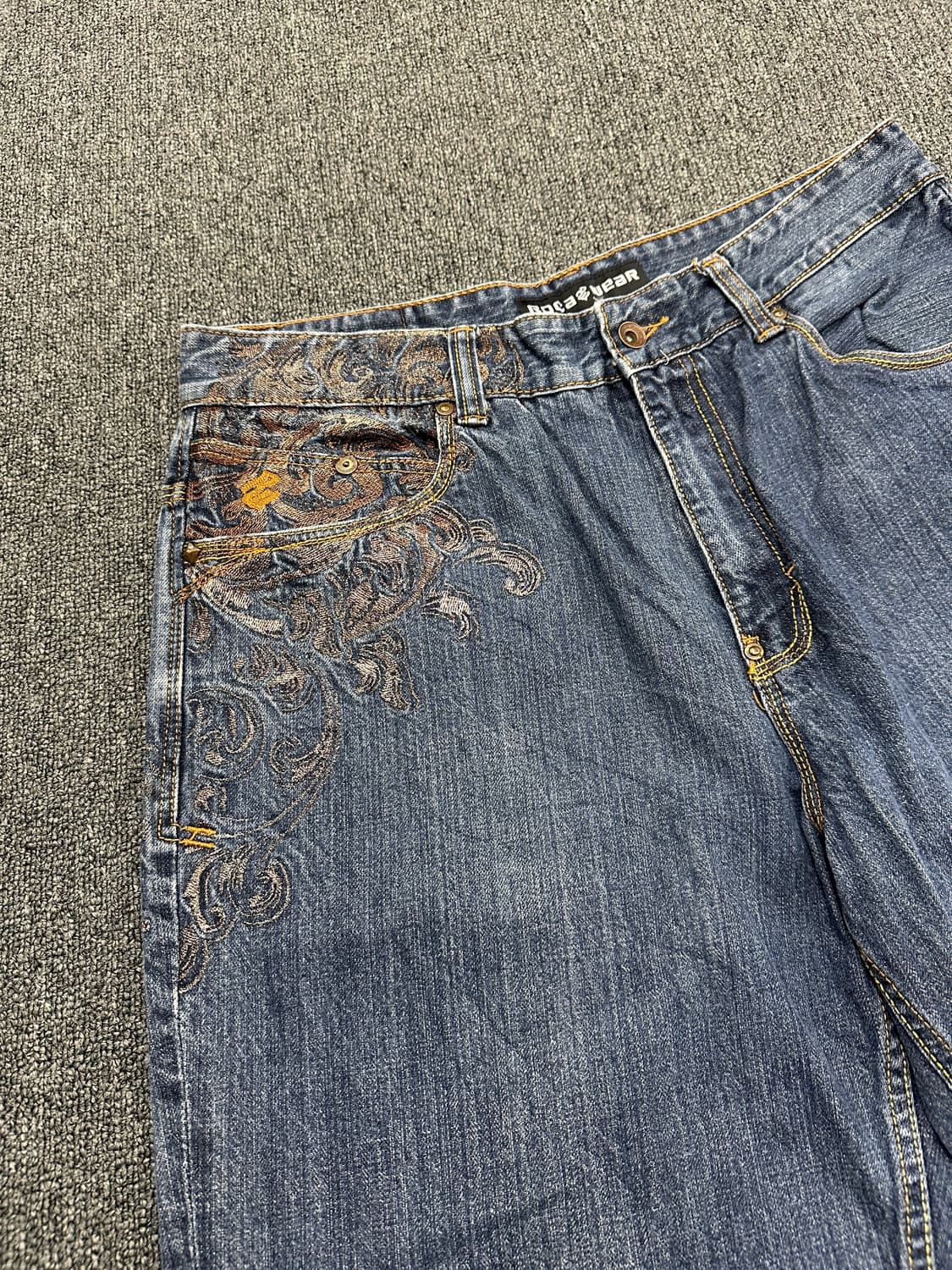 ROCAWEAR 로카웨어 자수 포인트 올드스쿨 힙합 와이드 데님팬츠 상품이미지2