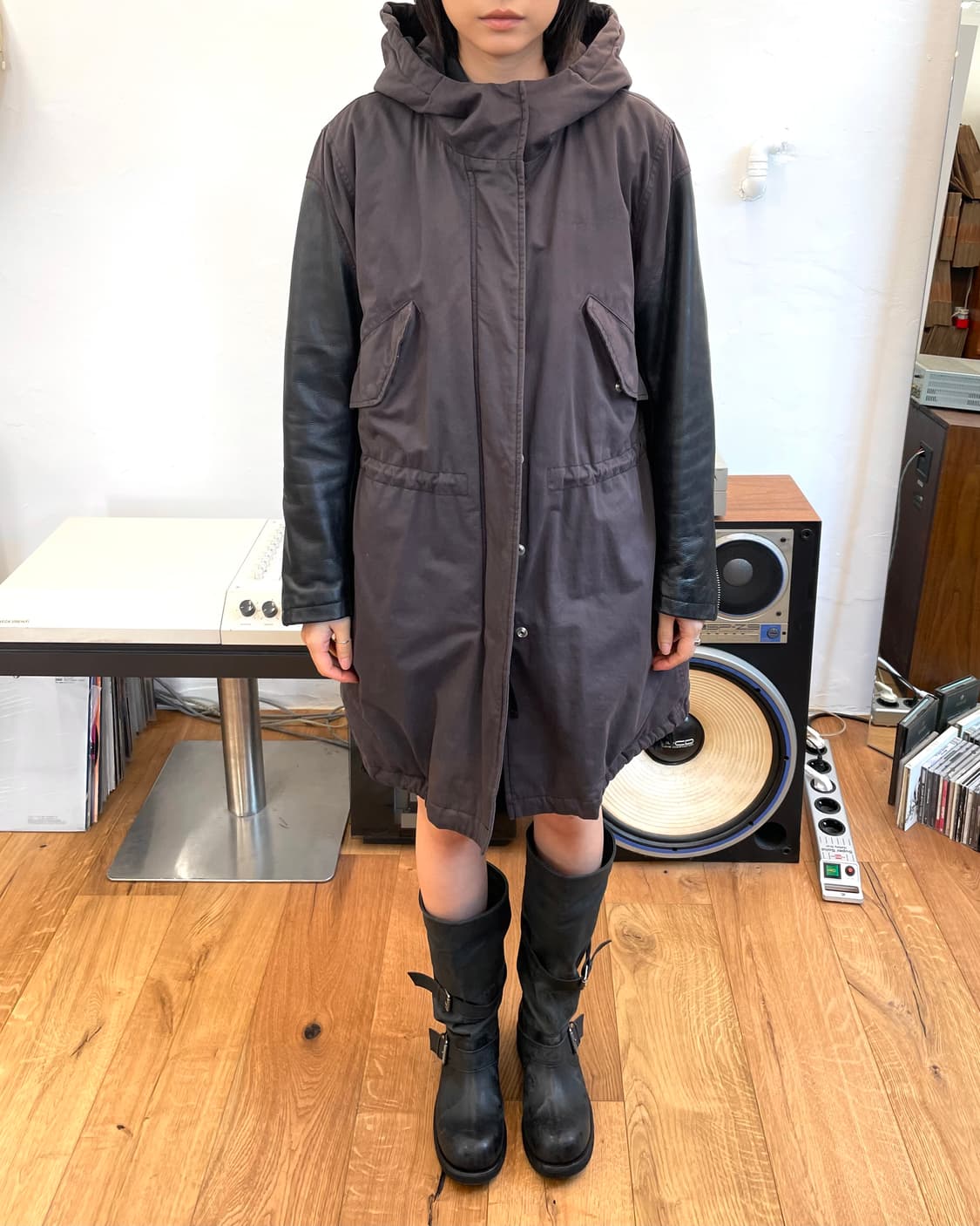 [XS] 디젤 레더 슬리브 피쉬테일 파카 상품이미지2