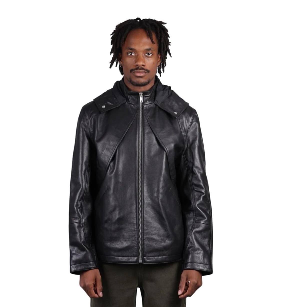 FLANEUR 바라클라바 후드 카우레더자켓 상품이미지4