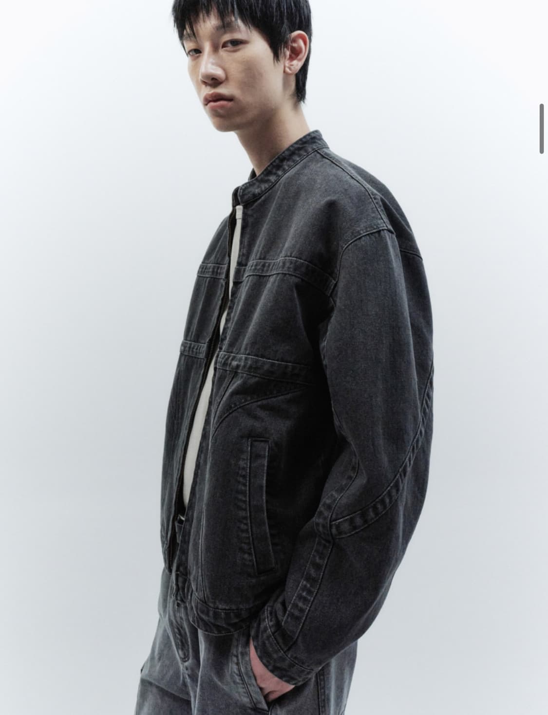 인사일런스 디바이드 패널 데님 바이커 자켓 BLACK L사이즈 상품이미지2