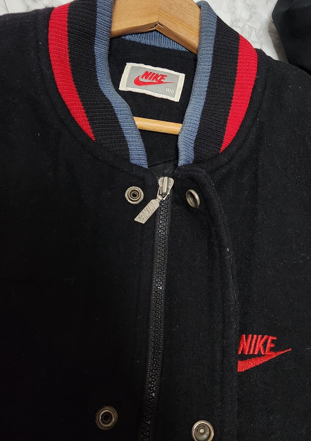 L 나이키 빅로고 90s 올드스쿨 바시티 가죽 자켓 상품이미지8