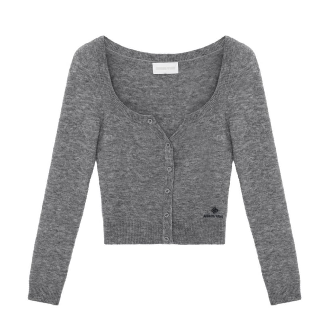 [6]슈슈통 25fw 와이드 라운드 넥 피티드 가디건/그레이 상품이미지1