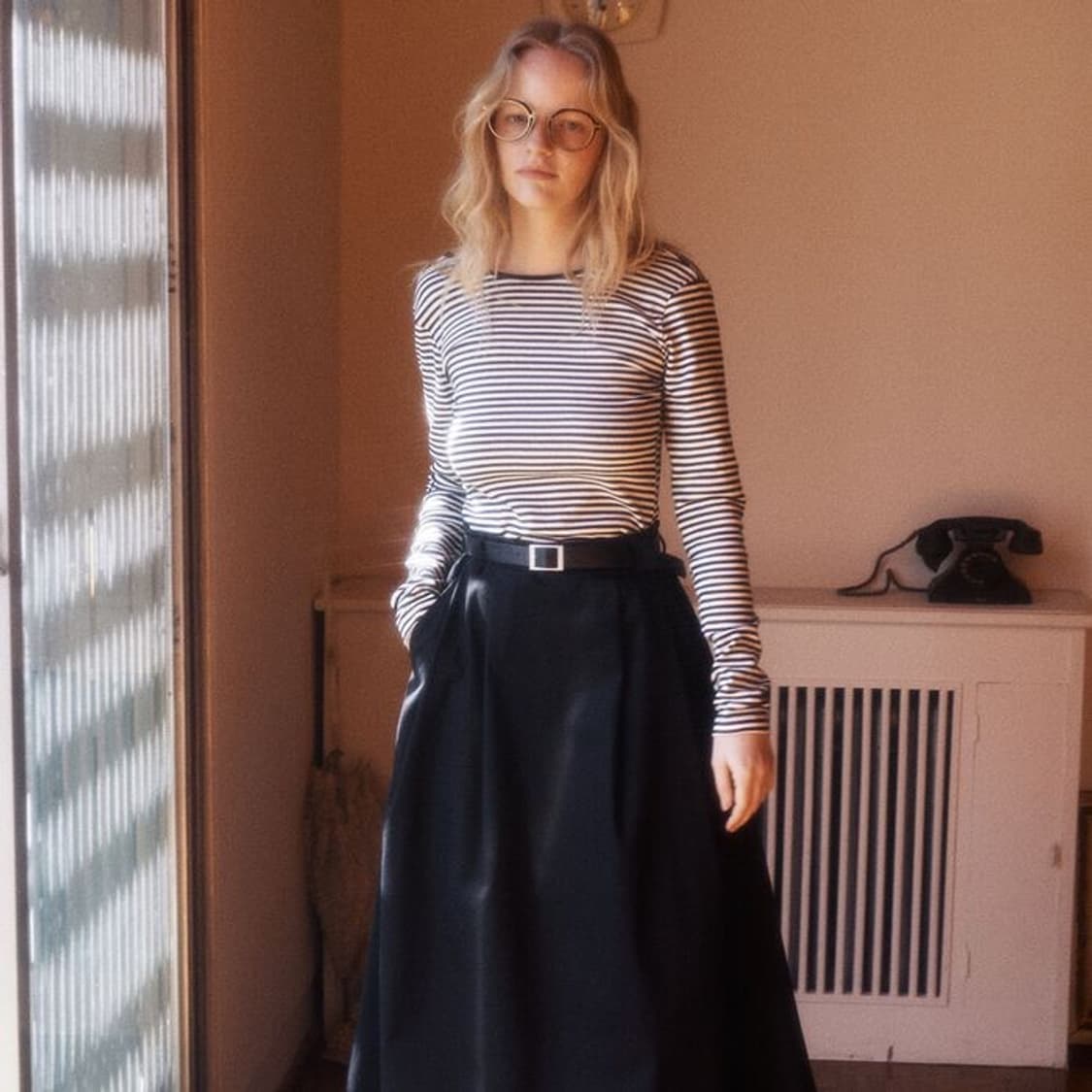 그린버터 Cotton Pintuck Long Skirt (Black) 상품이미지3