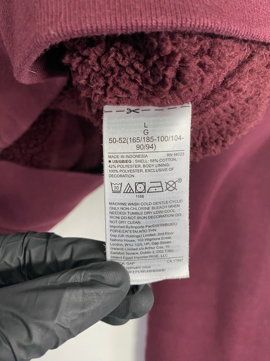 GAP 갭 버건디 보아털 쉐르피 후드집업 L 상품이미지5