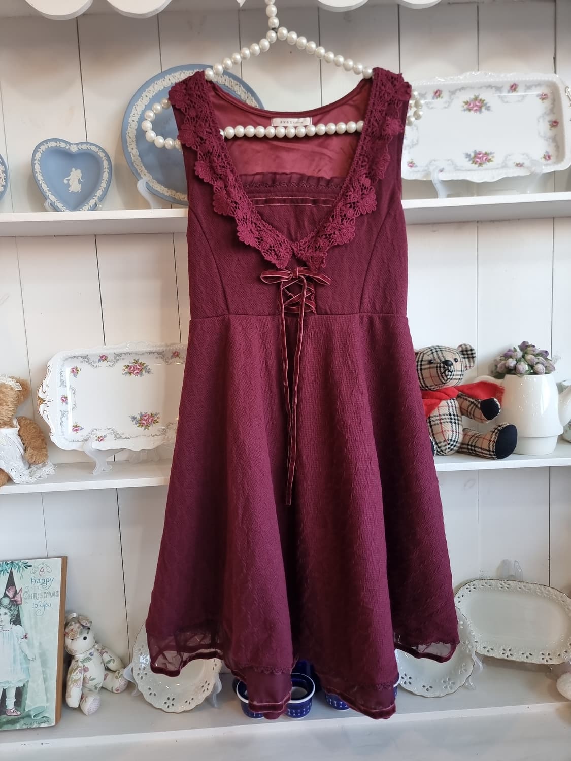 (axes femme, 액시즈팜) 초코베리 레이스 코르셋 원피스 상품이미지4