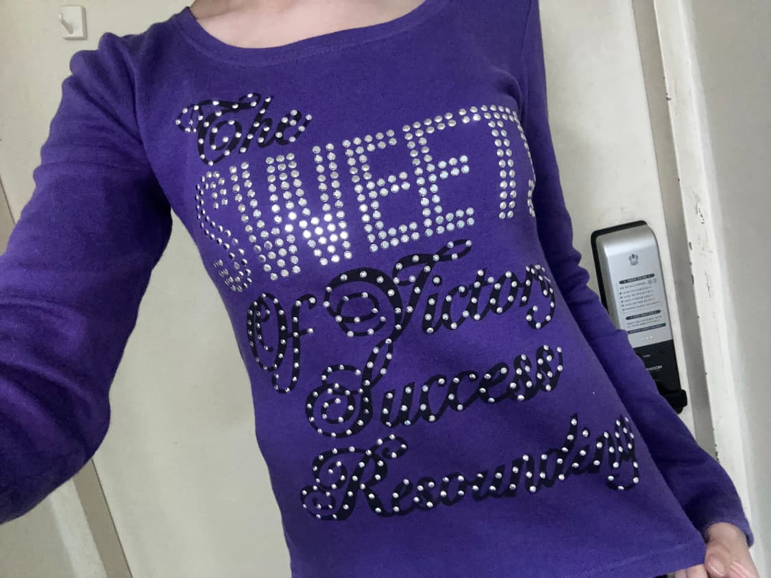 y2k 세미크롭 큐빅 레터링 롱슬리브 상품이미지3