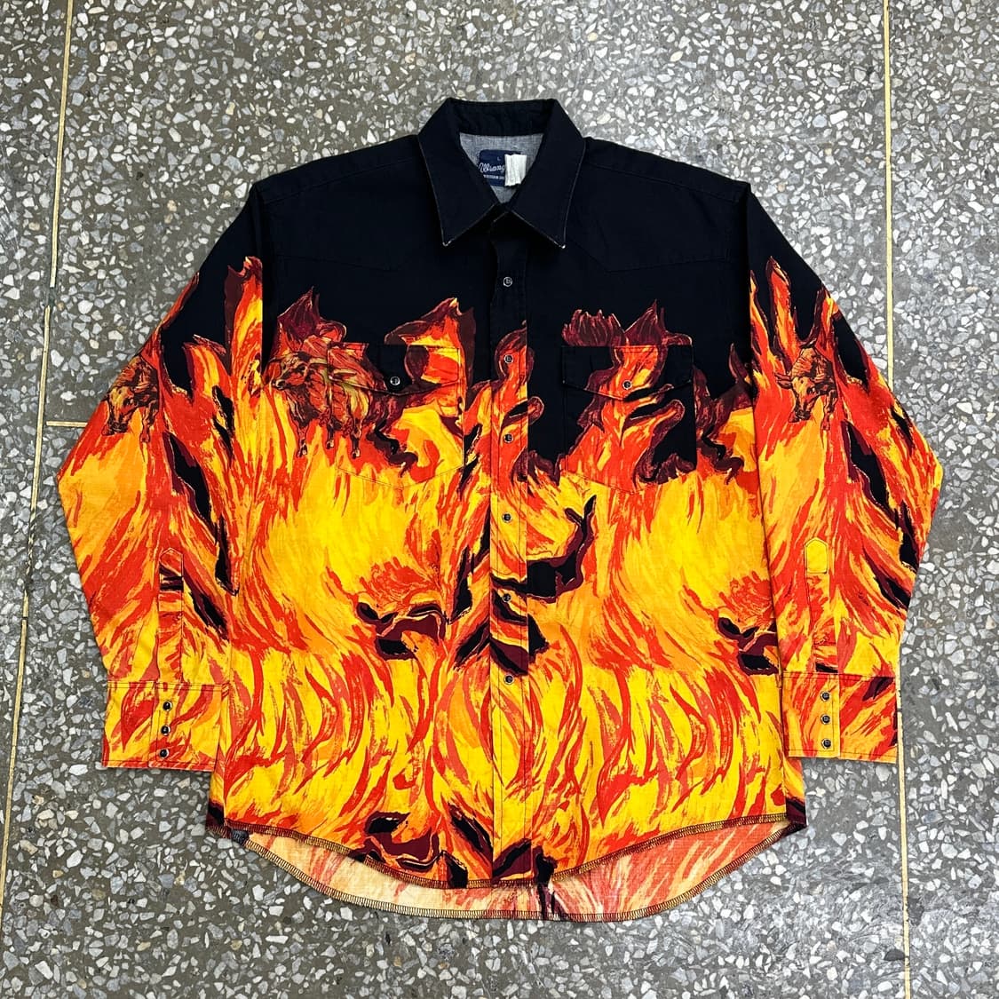 90s 랭글러 플레임 불스 웨스턴 셔츠 L 상품이미지1