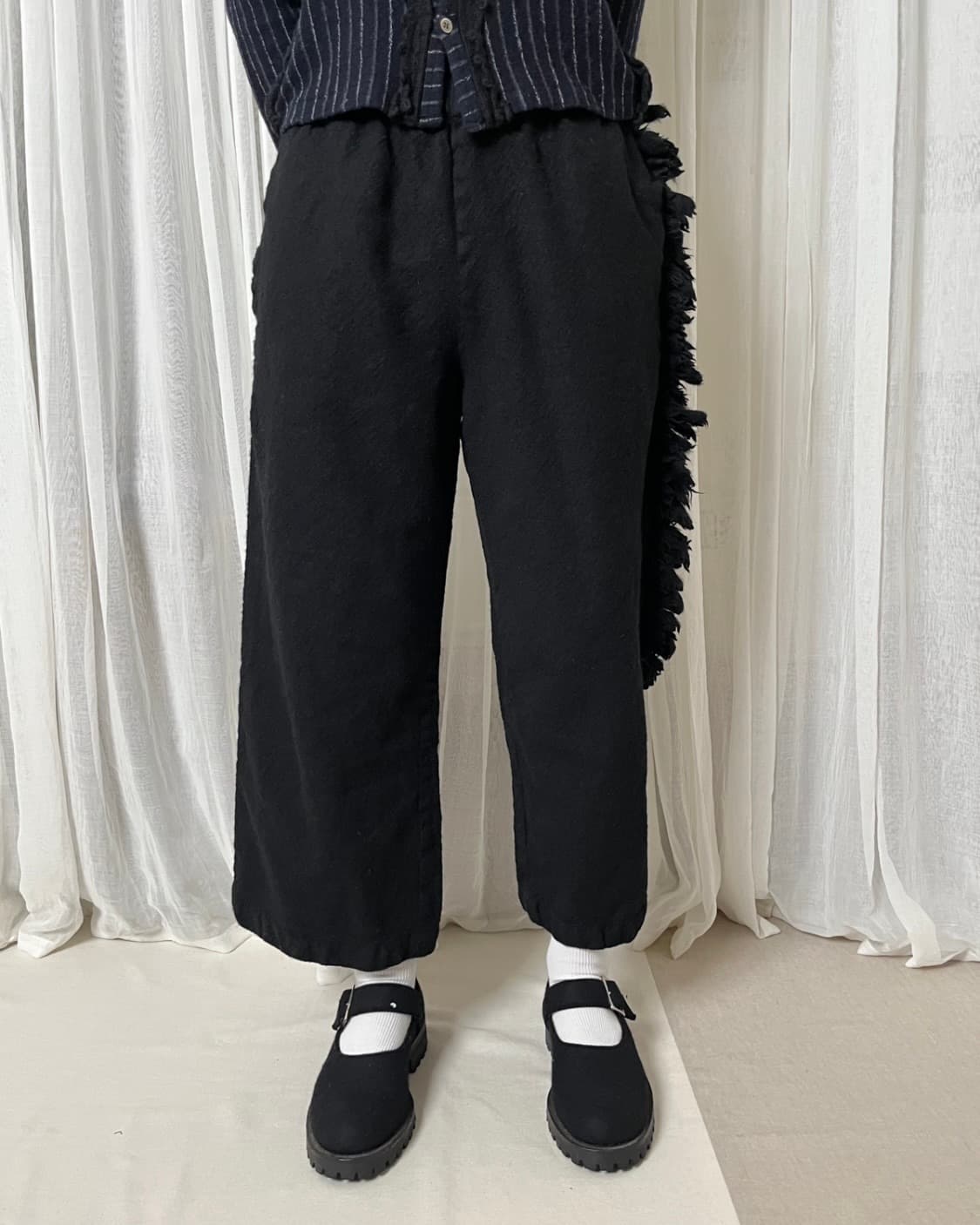 꼼데가르송 축융 울 사이드 테슬 이지팬츠 comme des garcons 상품이미지1