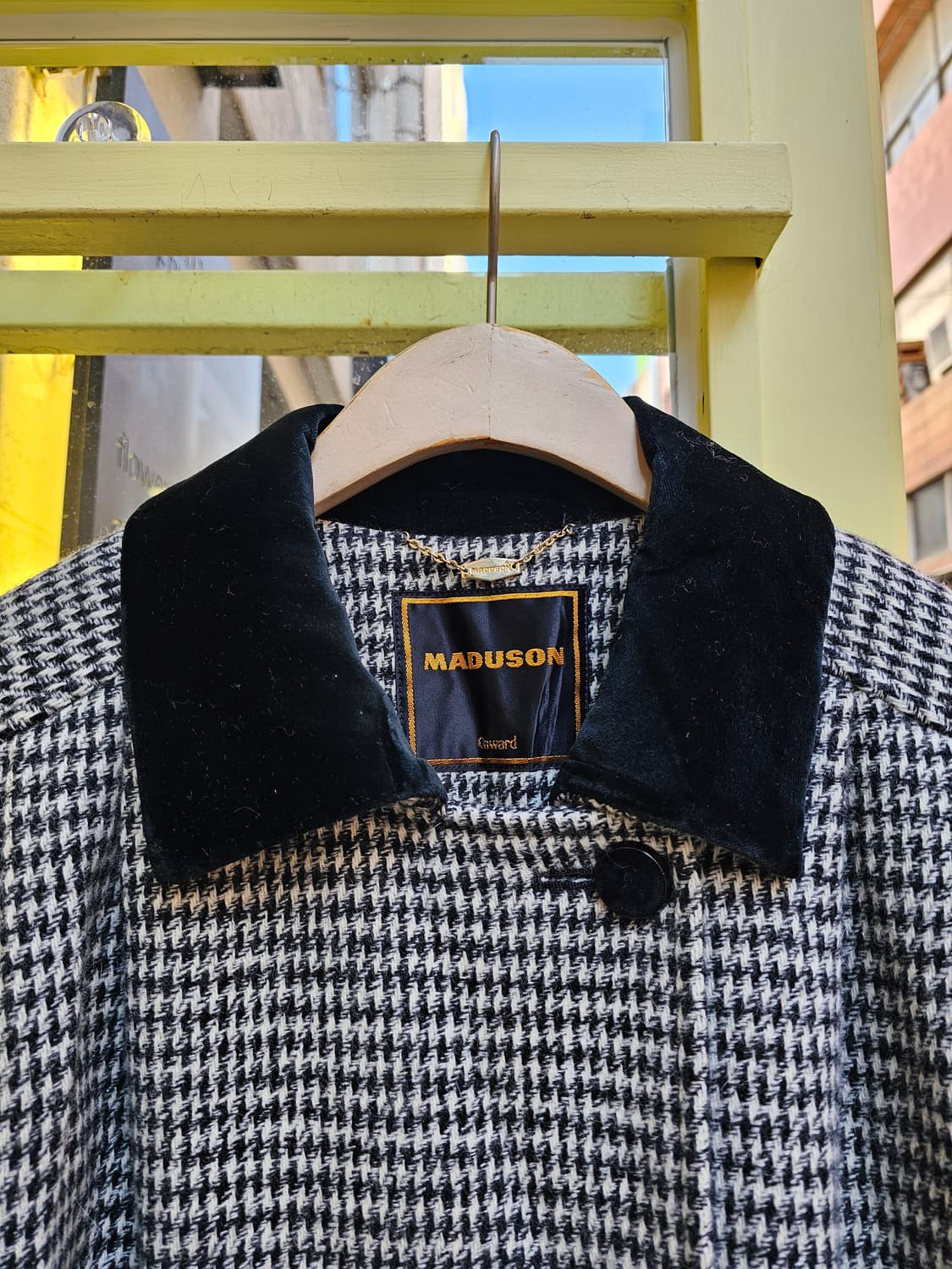 Maduson 하운드투스체크 앙고라 더블 롱코트 상품이미지6