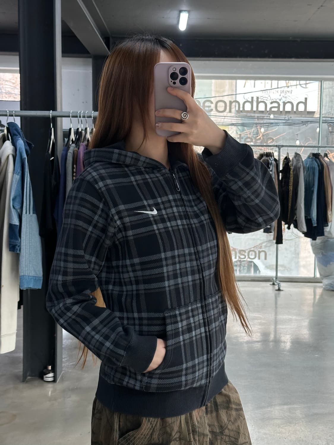 나이키 스우시 체크 후드집업 상품이미지3