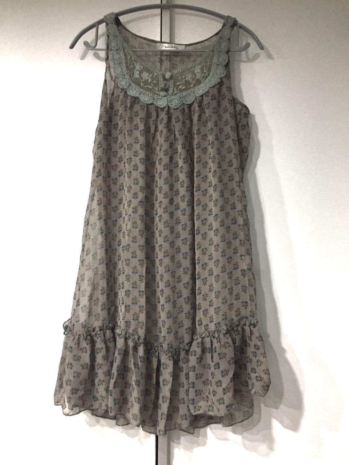 Jpn vintage 페어리 모리걸 레이스 플라워 시스루 원피스 상품이미지4