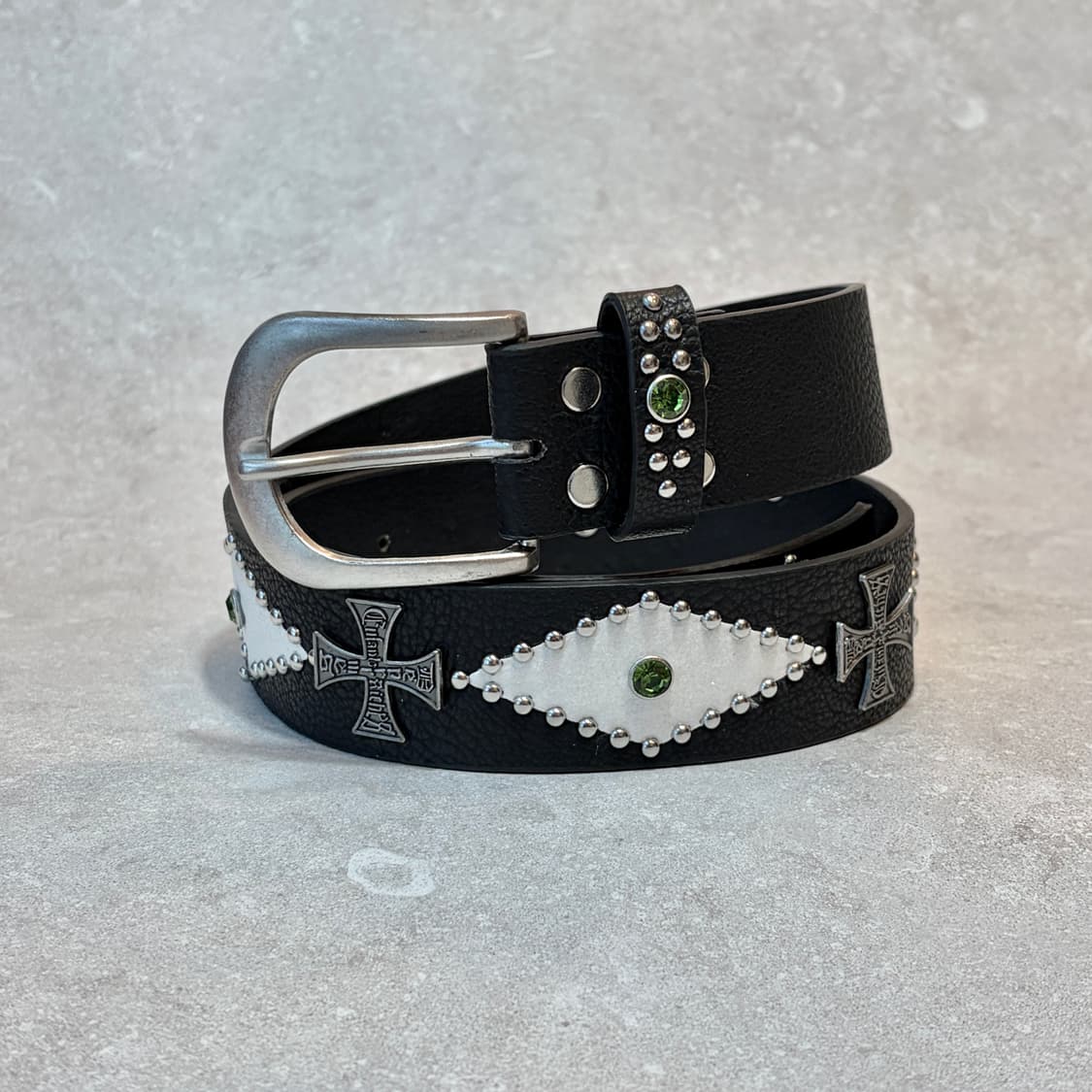 Oribell 에스닉 다이아 크로스 스터드y2k 웨스턴 가죽 벨트 상품이미지4