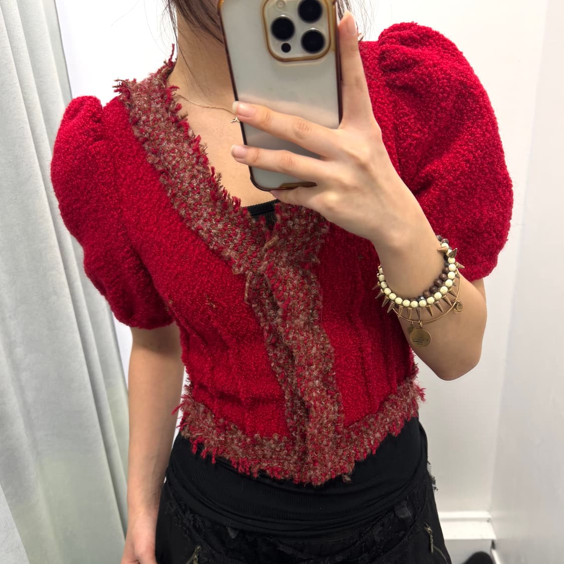 Hong 레드 트위드 자켓 상품이미지2