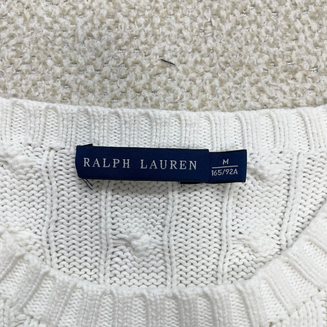 폴로 랄프로렌 포니 로고 케이블 라운드 니트 화이트 상품이미지4
