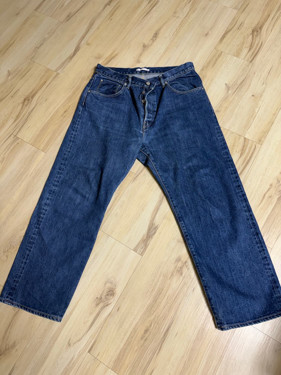 하츠키 와이드 테이퍼드 데님 유즈드 블루  4사이즈 상품이미지1