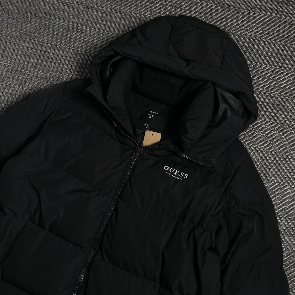 게스 덕다운 후드 롱패딩 블랙o 4729 상품이미지5