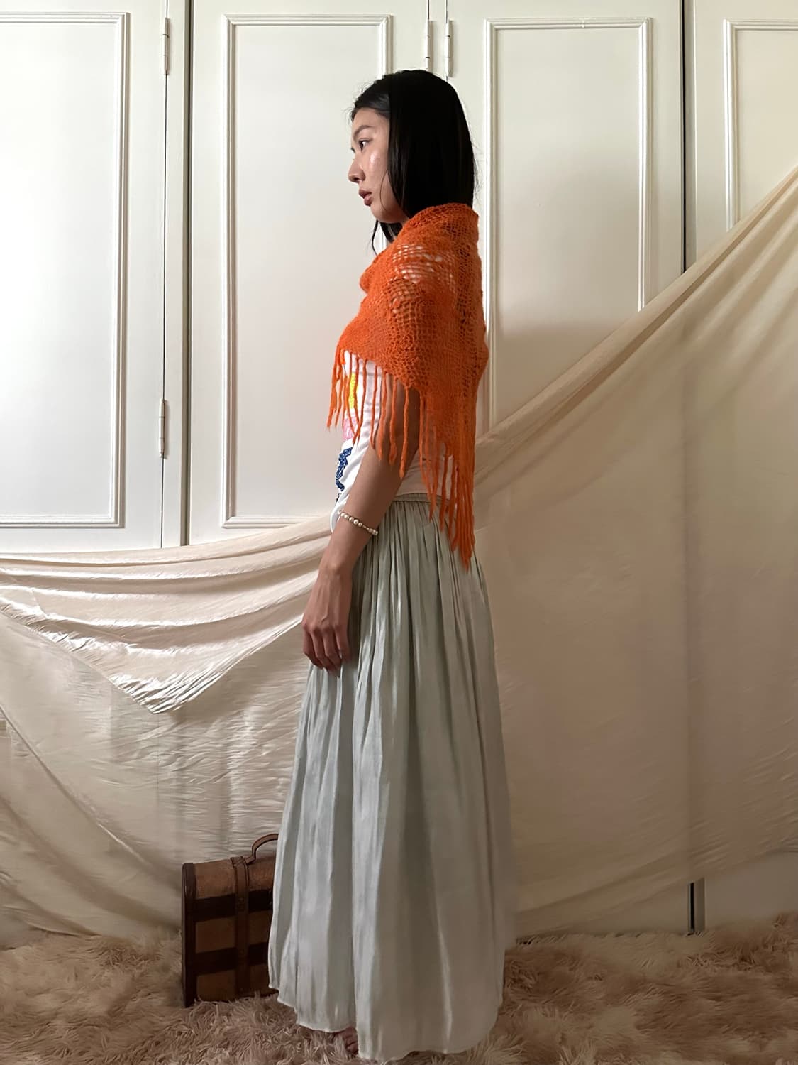Orange Sunburn Fringe Scarf 상품이미지3