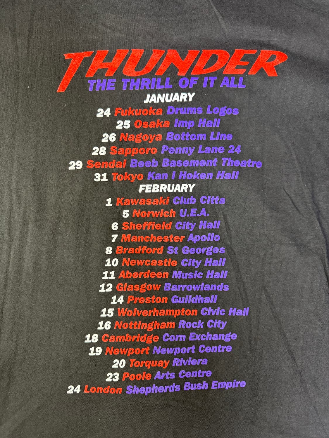 빈티지 90s THUNDER 97 월드 투어 밴드 티셔츠 XL 상품이미지5