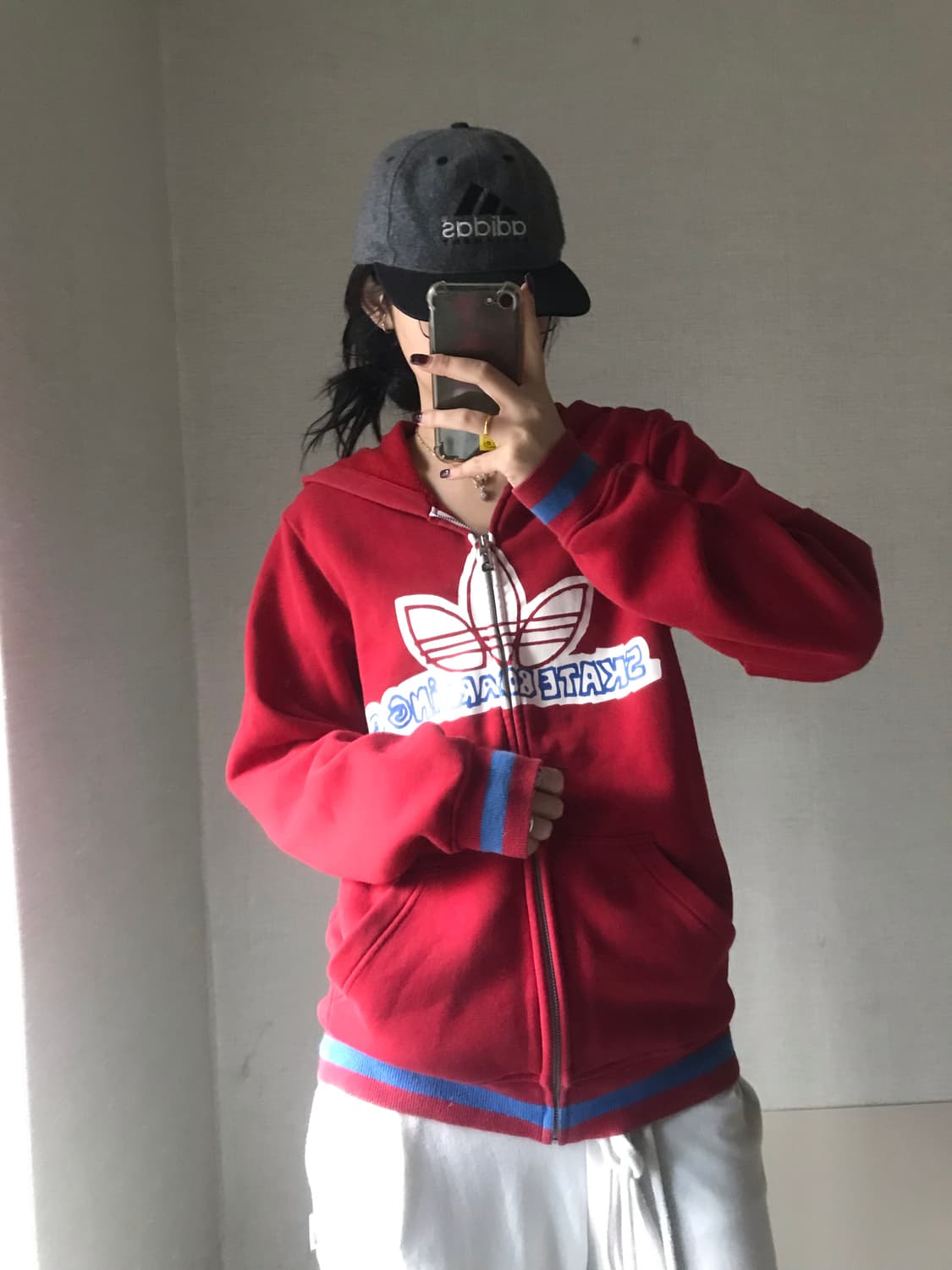 아디다스 레드 스케이트보딩 후드집업 상품이미지1