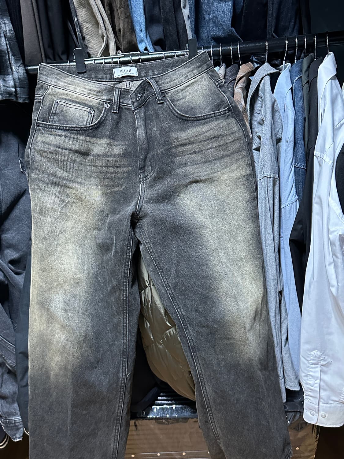 와르 m210 더티오일 워싱 대님 팬츠 흑청 M(-3cm) 상품이미지8