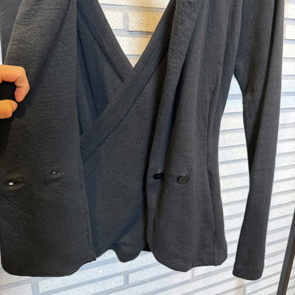 알렉산더 왕 하이브리드 랩 블레이저 탑 더블버튼 골지안감 블랙 상품이미지7