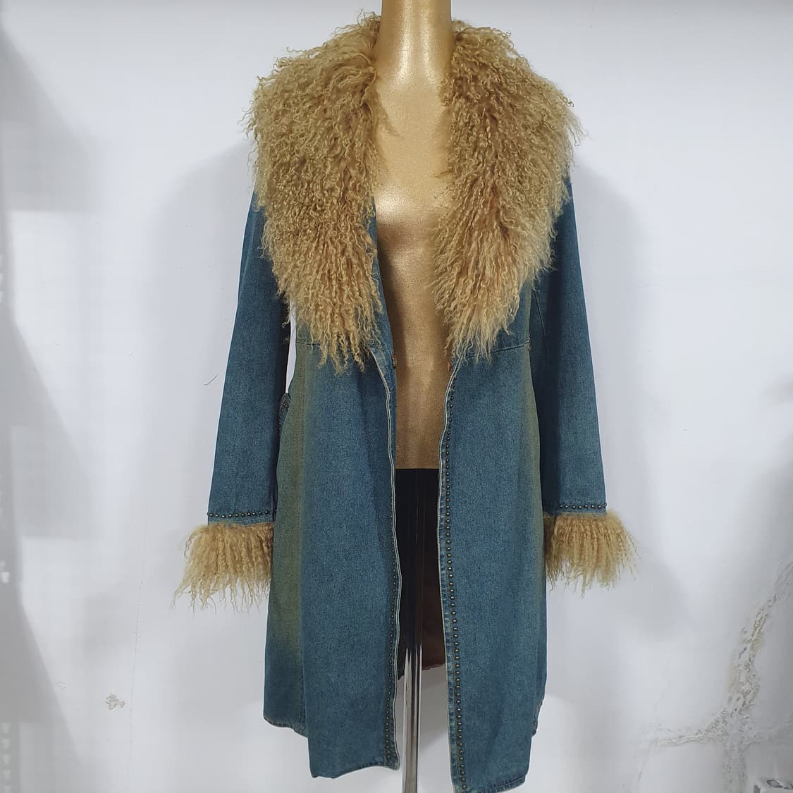 세실맥비 빈티지 리얼 티벳 램퍼 스터드데님 코트 오네갸루 라떼갸루 y2k 상품이미지3