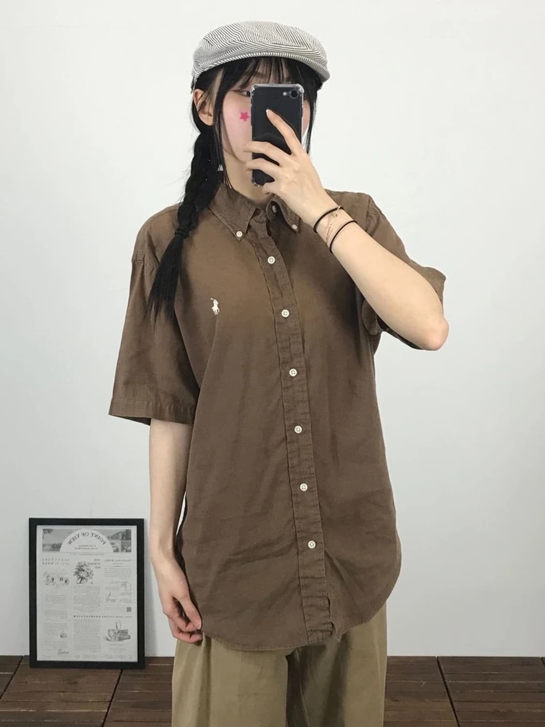 Polo Ralph Lauren Linen Brown Shirt 상품이미지1