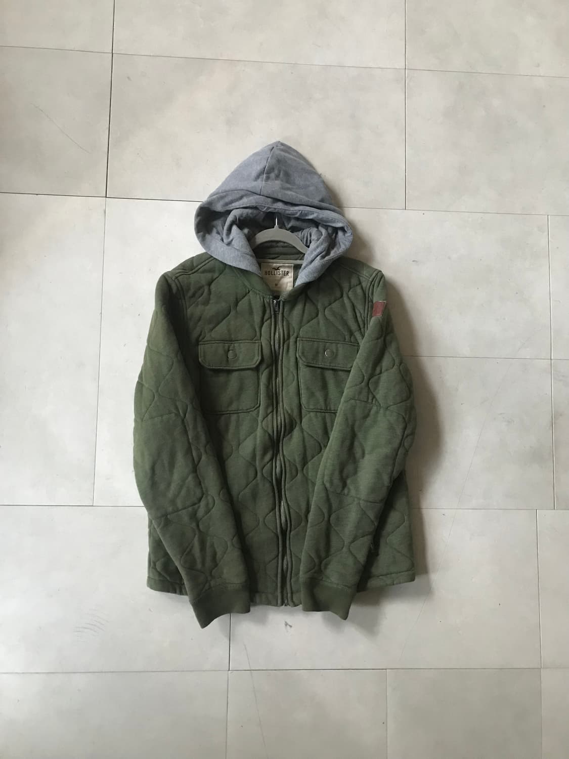 홀리스터 카키 후드 누빔 패디드 자켓 상품이미지6
