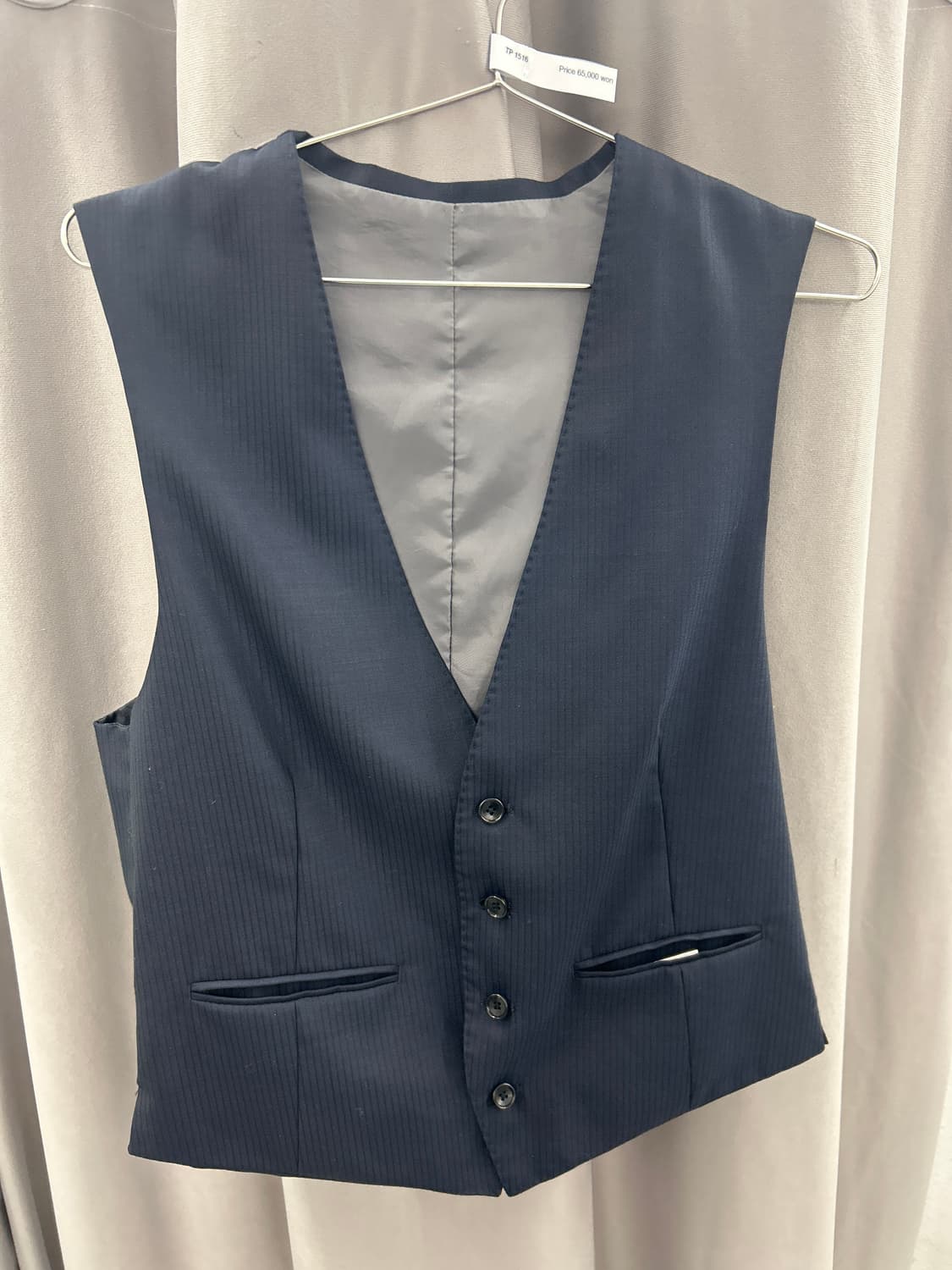 네이비스트라이프 배색 그레이 베스트 상품이미지2