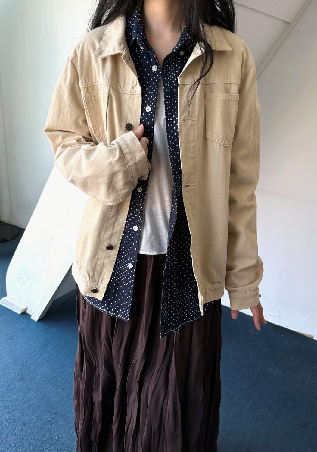 Loose silhouette cotton trucker jacket 상품이미지2