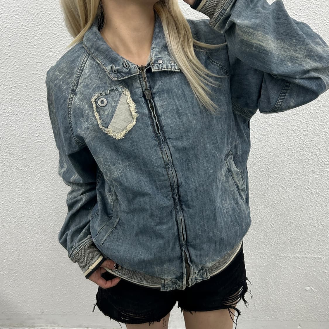 2000s 빈티지 디젤 워싱 데님 블루종 자켓 L 상품이미지1