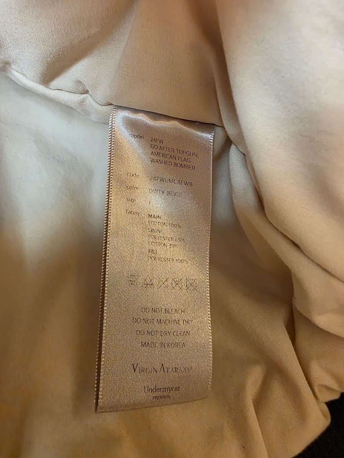 [1]언더마이카 탑건 아메리칸 플래그 워시드 봄버 더티 베이지 상품이미지5