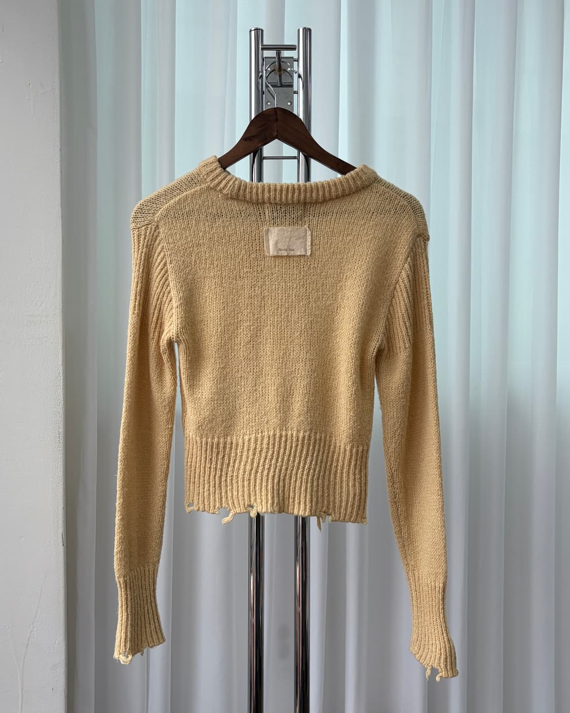 [S]마뗑킴 Matin kim 데미지 솔리드 니트 라이트 옐로우 상품이미지8