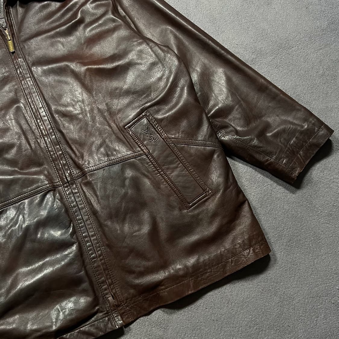 90's 입생로랑 양가죽 하프코트 레더자켓 상품이미지3