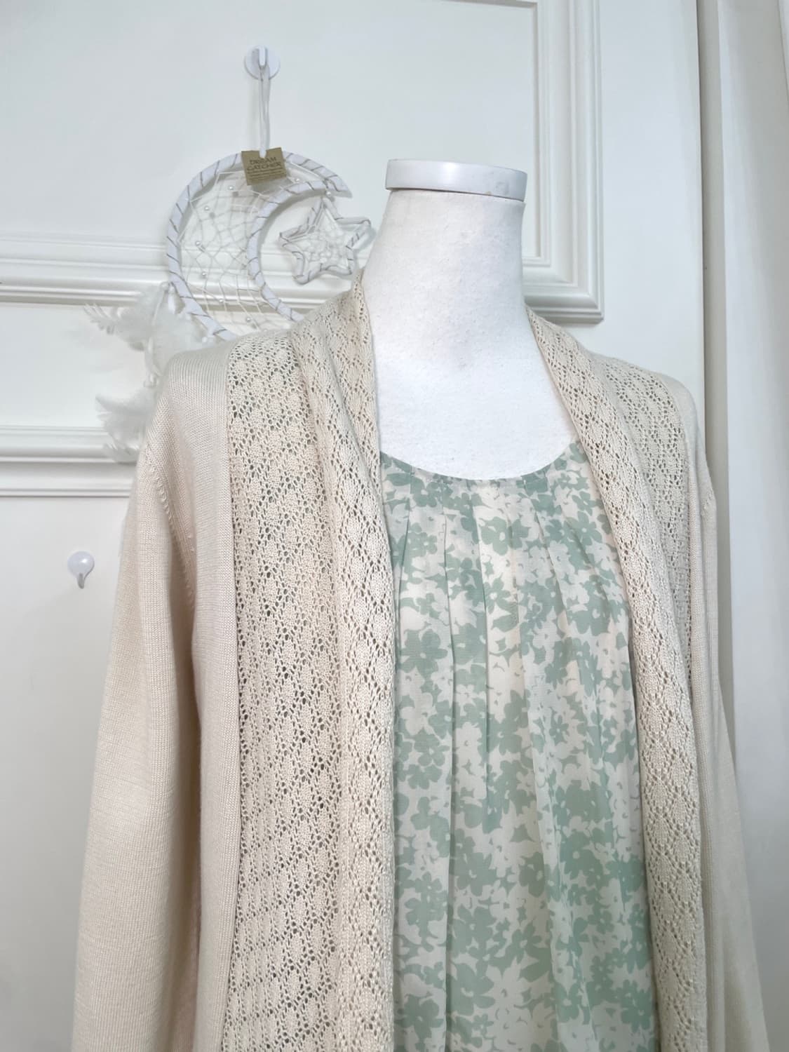 ivory crochet mori loose open cardigan 상품이미지6