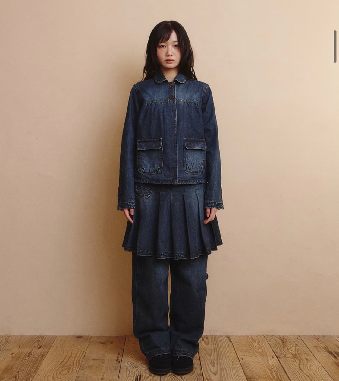 단델 DD four-stitch denim skirt (INDIGO) 상품이미지2