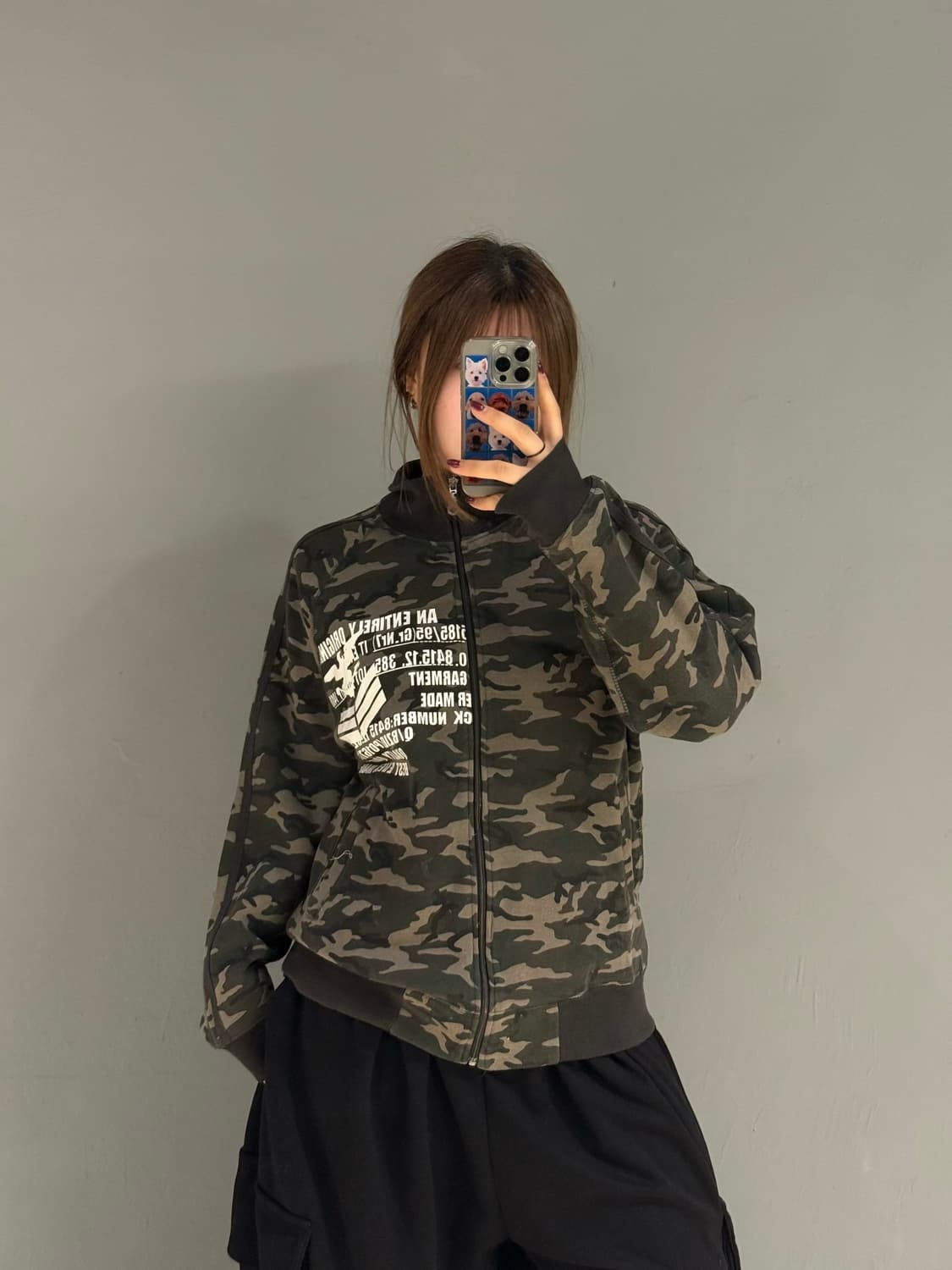 camo pattern side line printing zip-up 상품이미지1