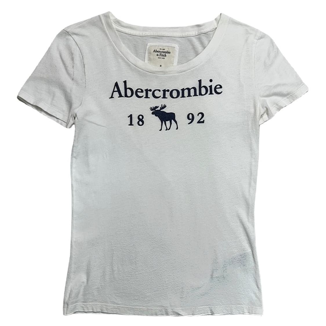 ABERCROMBIE & FITCH 센터로고 화이트 반팔티 M 상품이미지1