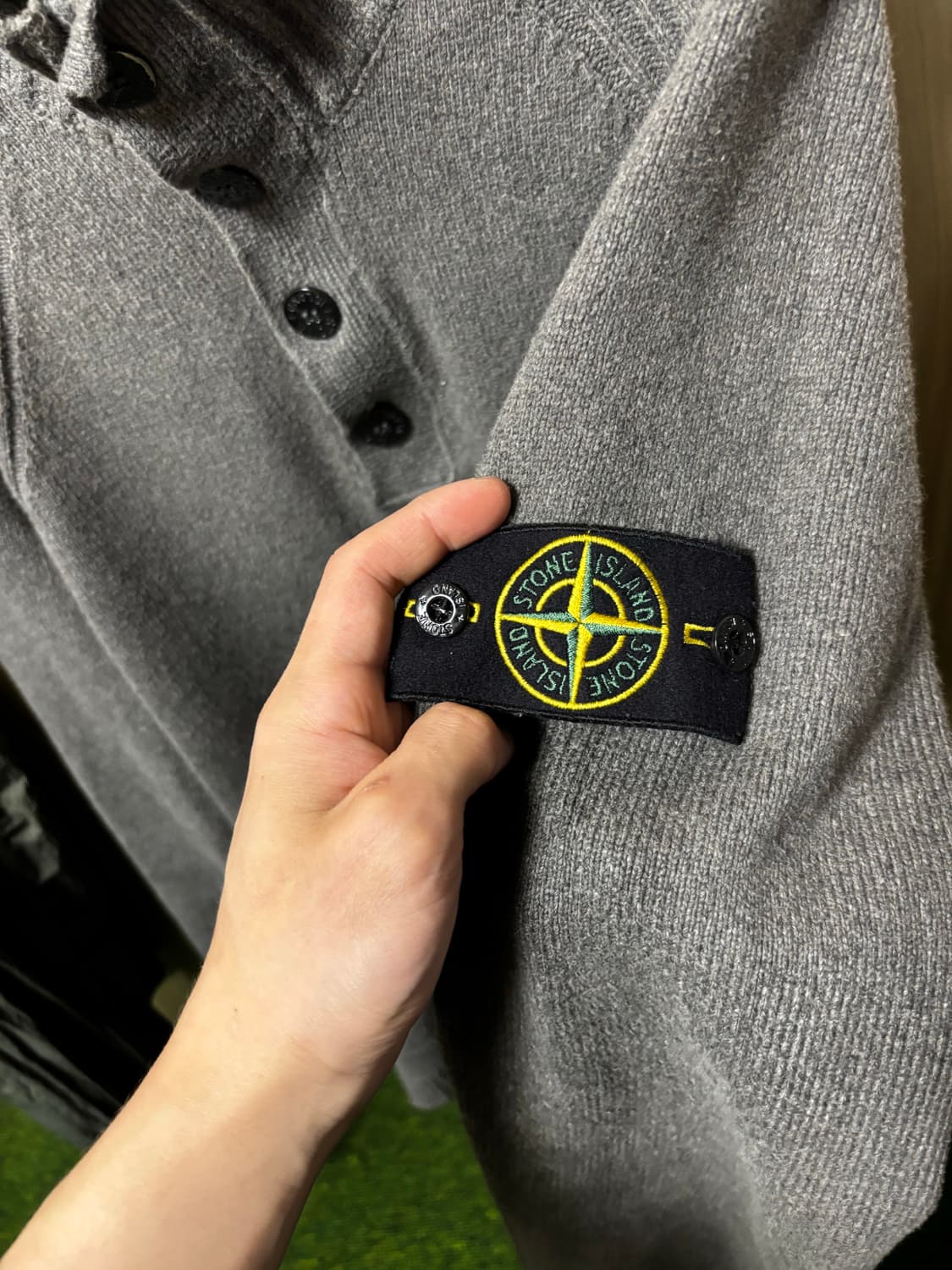 스톤 니트 하프집업 그레이L 상품이미지5