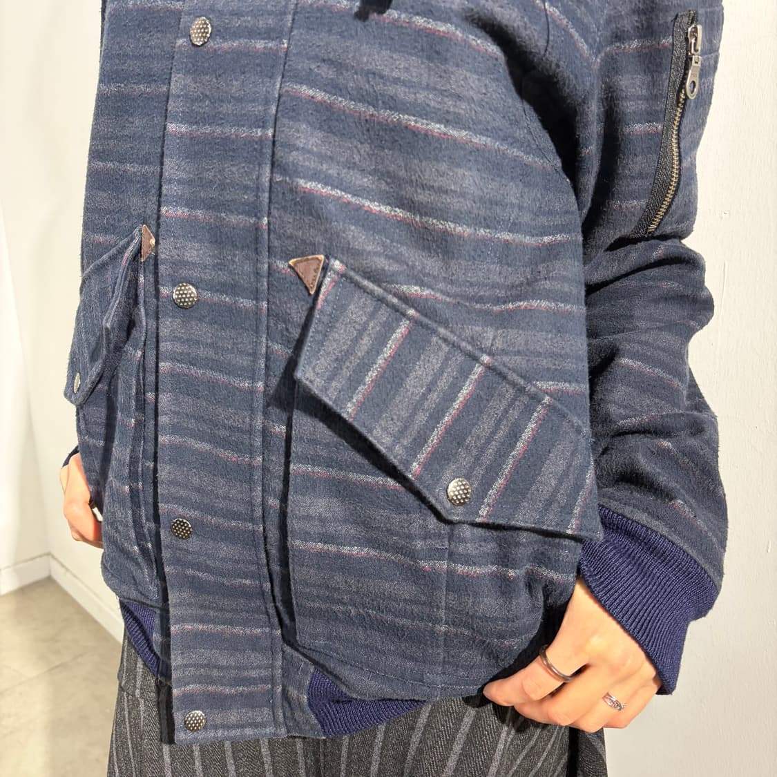 일본빈티지 네이비 스트라이프 자켓 상품이미지2