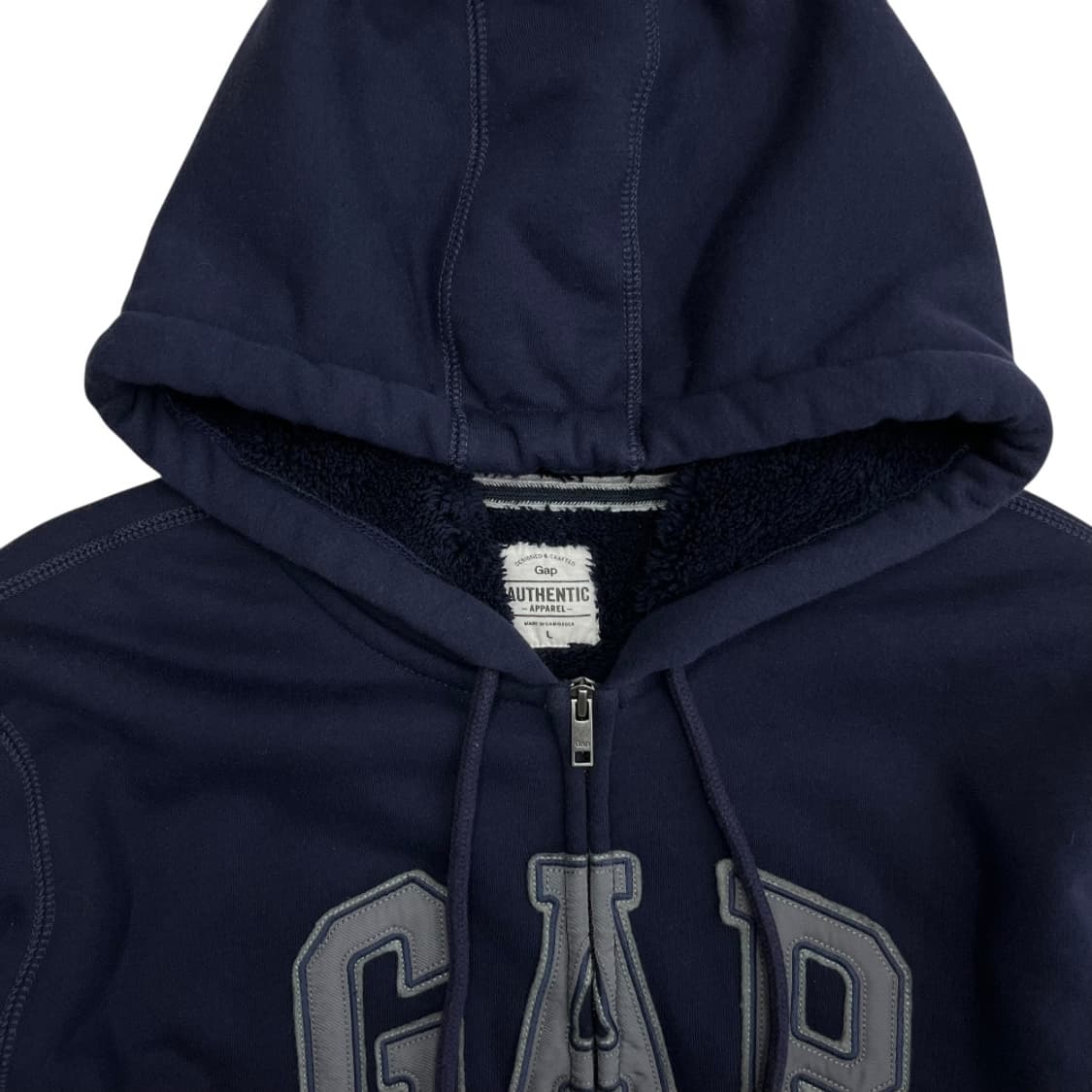 갭 빅로고 딥블루 기모 후드집업 L 상품이미지4