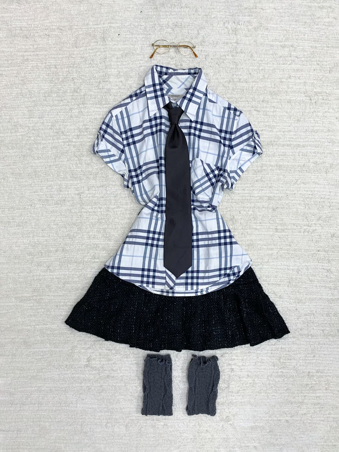 Burberry Blue Check Short-Sleeve Shirt 상품이미지1