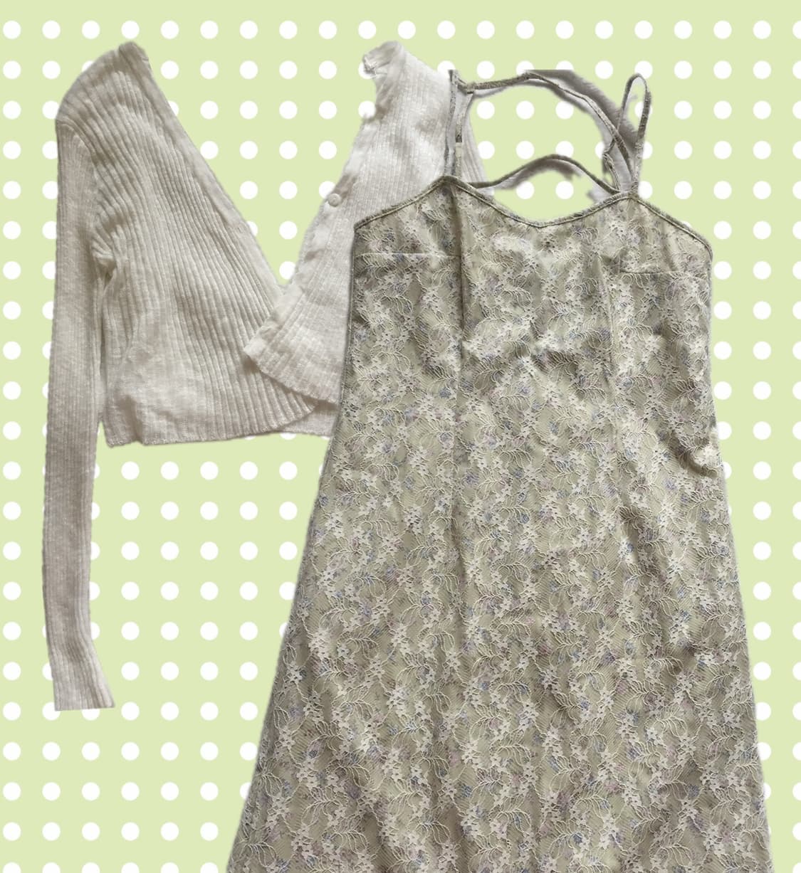 빈티지 플로럴 롱 원피스 + 가디건 셋업 상품이미지1