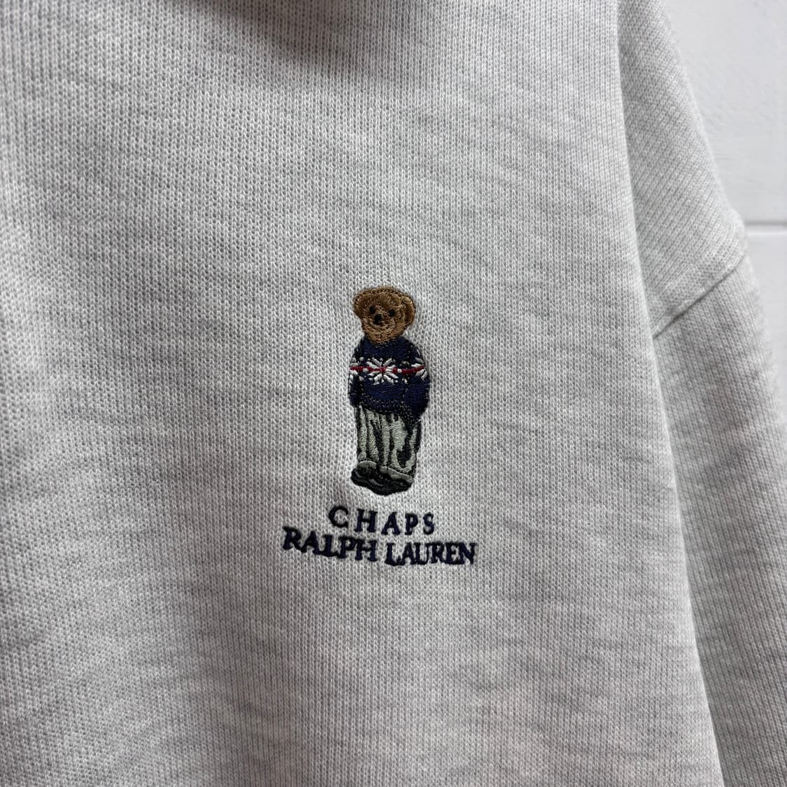 90's CHAPS Ralph Lauren 베어 반집업 스웻셔츠 M 상품이미지3