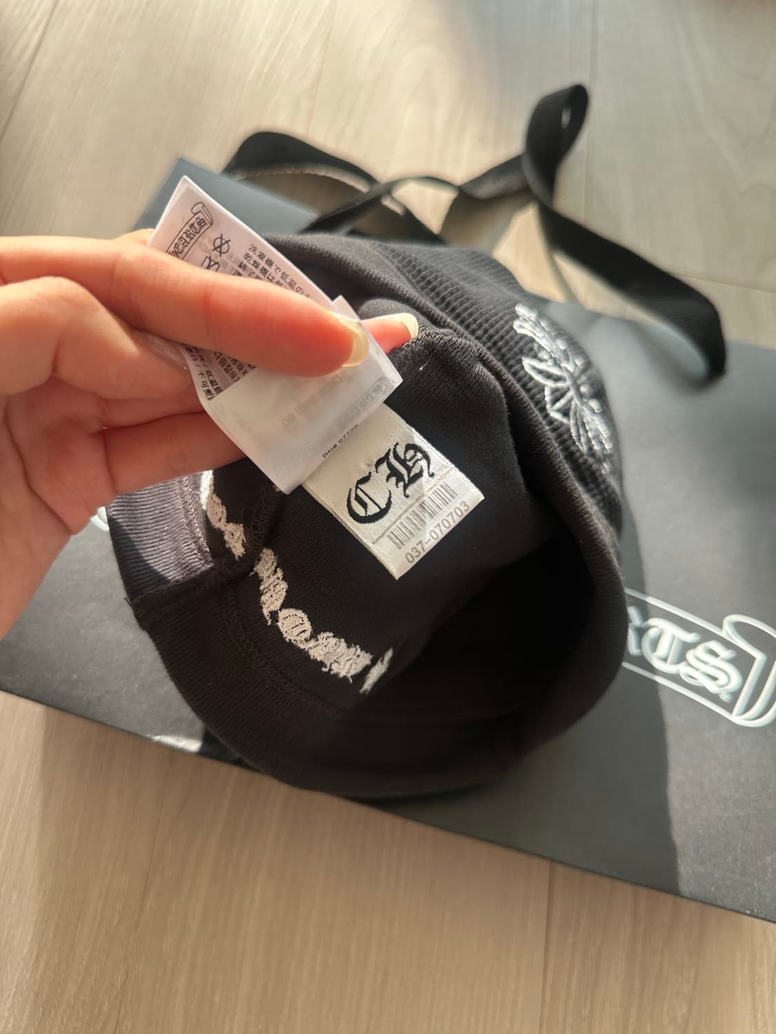 크롬하츠 스컬 크로스 로고 와플 비니 새상품 상품이미지4