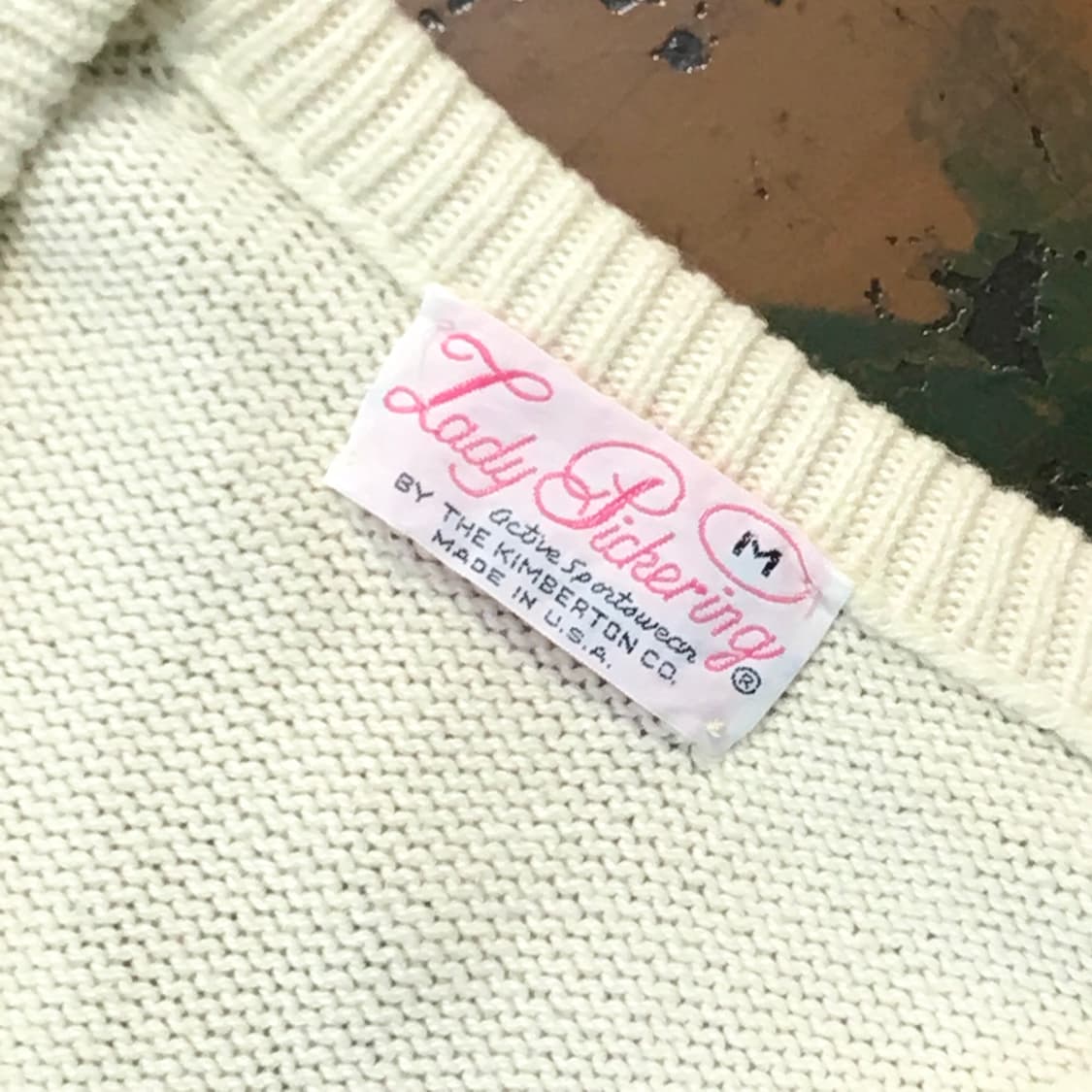 Usa vtg 크림 아이보리 브이넥 코튼 자수 니트 여성 55 66 상품이미지4